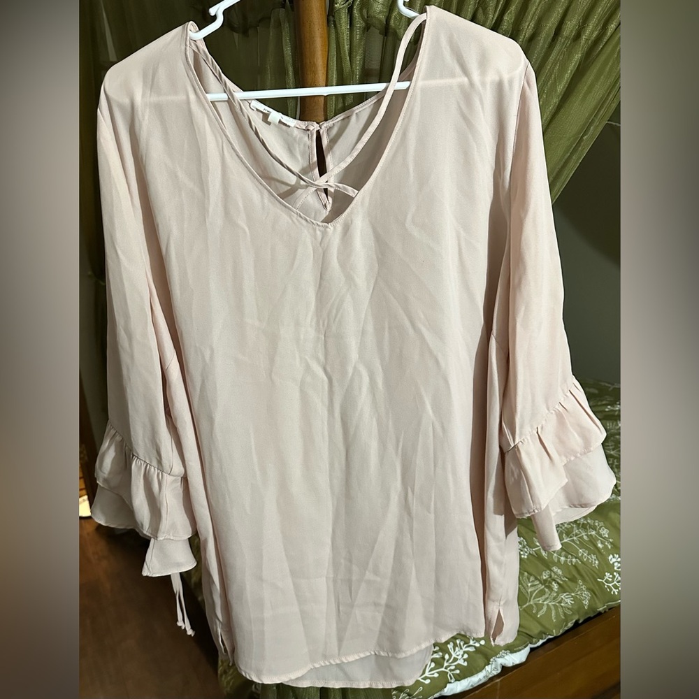 Maurices Blush Ruffle Sleeve Blouse